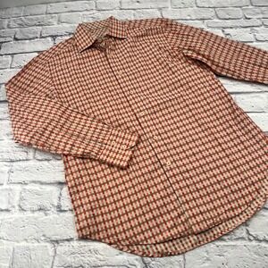 Robert Graham Mens Orange Tan Gingham Check Long Sleeve Button Up Shirt Size M